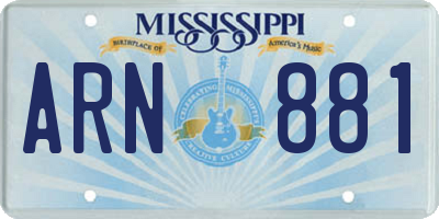 MS license plate ARN881