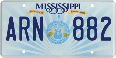 MS license plate ARN882