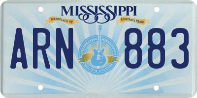 MS license plate ARN883