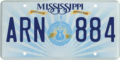 MS license plate ARN884