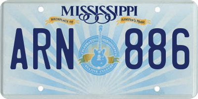 MS license plate ARN886