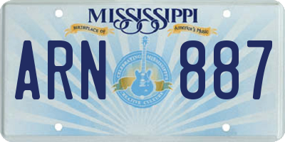MS license plate ARN887
