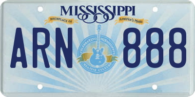 MS license plate ARN888