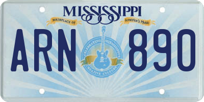 MS license plate ARN890