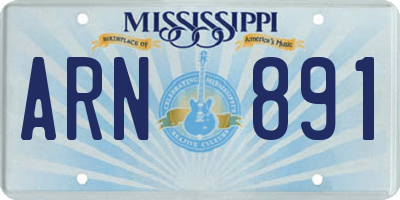MS license plate ARN891