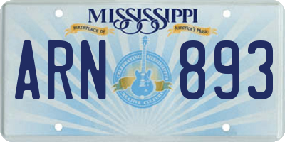 MS license plate ARN893