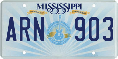 MS license plate ARN903