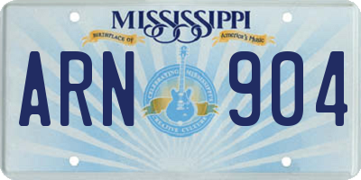 MS license plate ARN904