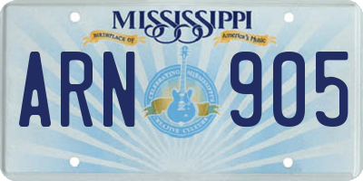 MS license plate ARN905
