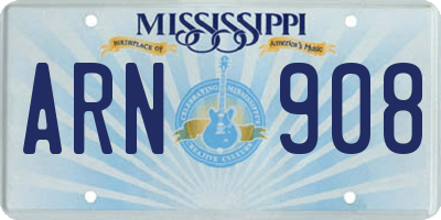 MS license plate ARN908
