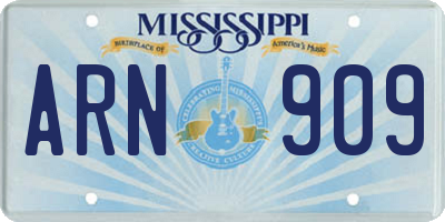 MS license plate ARN909