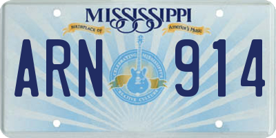 MS license plate ARN914