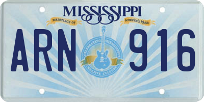 MS license plate ARN916