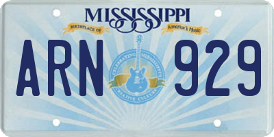 MS license plate ARN929
