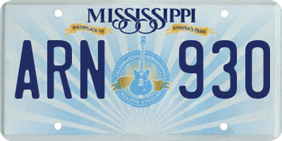 MS license plate ARN930