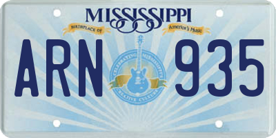 MS license plate ARN935
