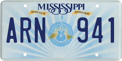MS license plate ARN941