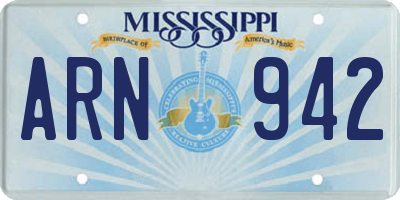 MS license plate ARN942