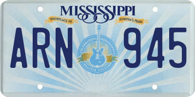 MS license plate ARN945