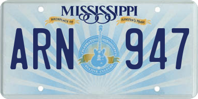 MS license plate ARN947