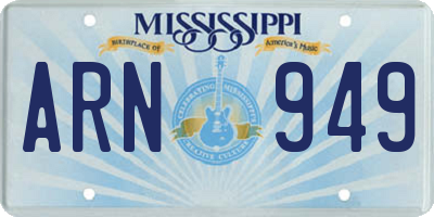 MS license plate ARN949