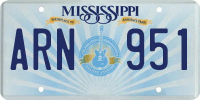 MS license plate ARN951