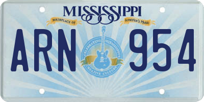 MS license plate ARN954