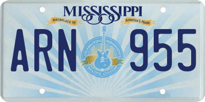 MS license plate ARN955