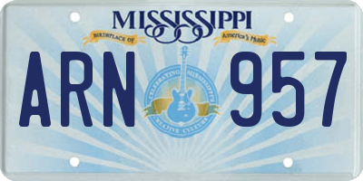 MS license plate ARN957
