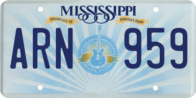 MS license plate ARN959