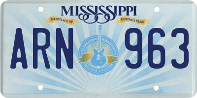 MS license plate ARN963