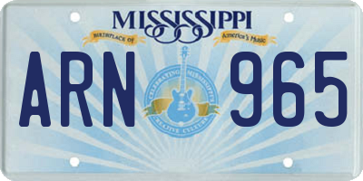 MS license plate ARN965