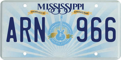MS license plate ARN966