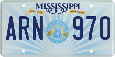 MS license plate ARN970