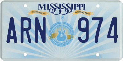 MS license plate ARN974