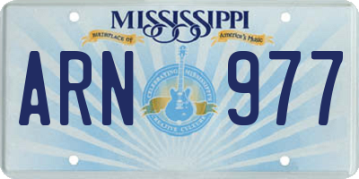 MS license plate ARN977