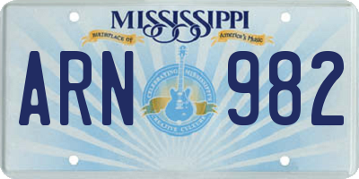 MS license plate ARN982