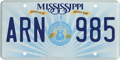 MS license plate ARN985
