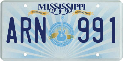 MS license plate ARN991