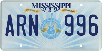 MS license plate ARN996