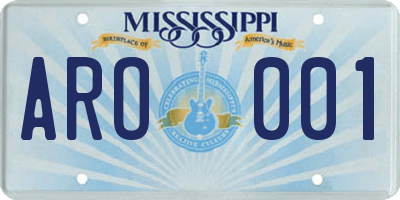 MS license plate ARO001