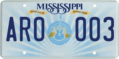 MS license plate ARO003