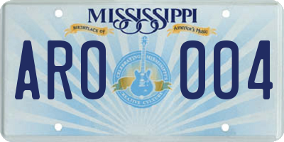 MS license plate ARO004