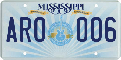 MS license plate ARO006