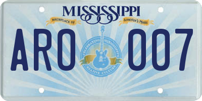 MS license plate ARO007