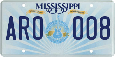 MS license plate ARO008