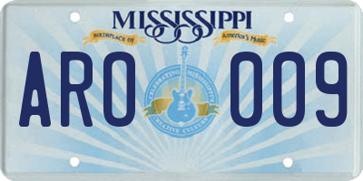 MS license plate ARO009