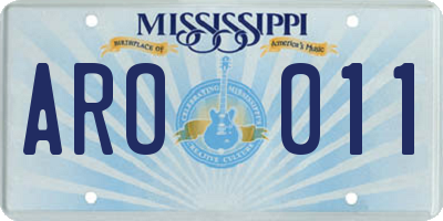 MS license plate ARO011