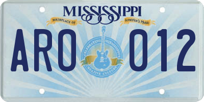 MS license plate ARO012