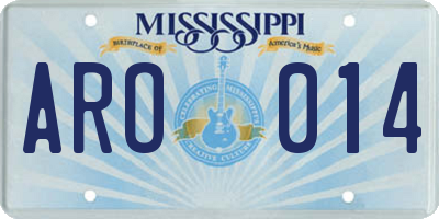 MS license plate ARO014